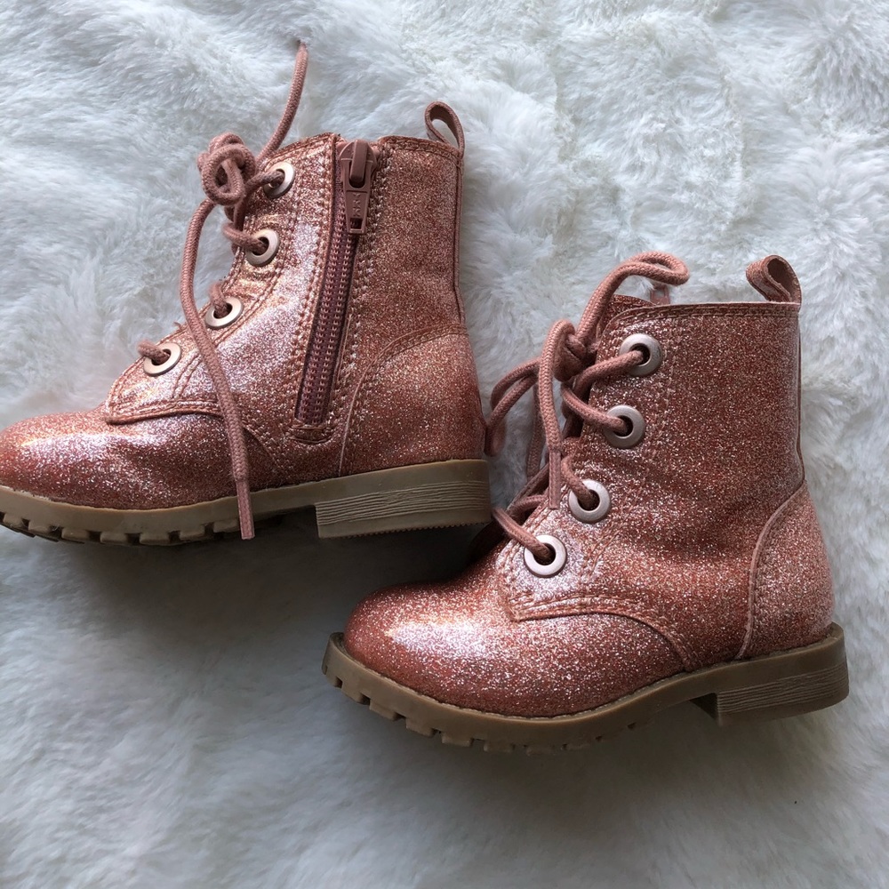 Sparkly pink combat boots